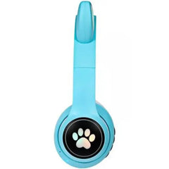 Fone Bluetooth Orelha De Gato Led Colorido (AZUL) Sandro